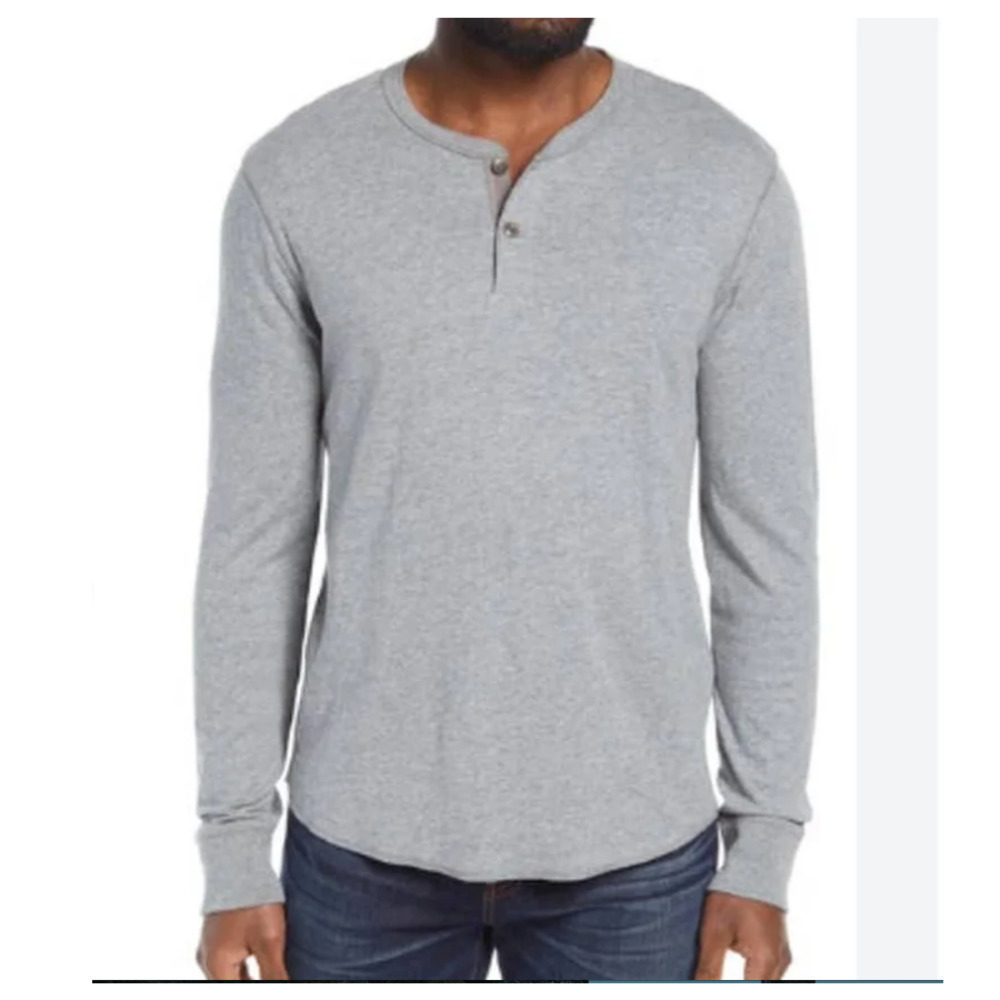 Madewell Men’s Heathered Doubledown Henley Long-Sleeve Shirt  |  XL